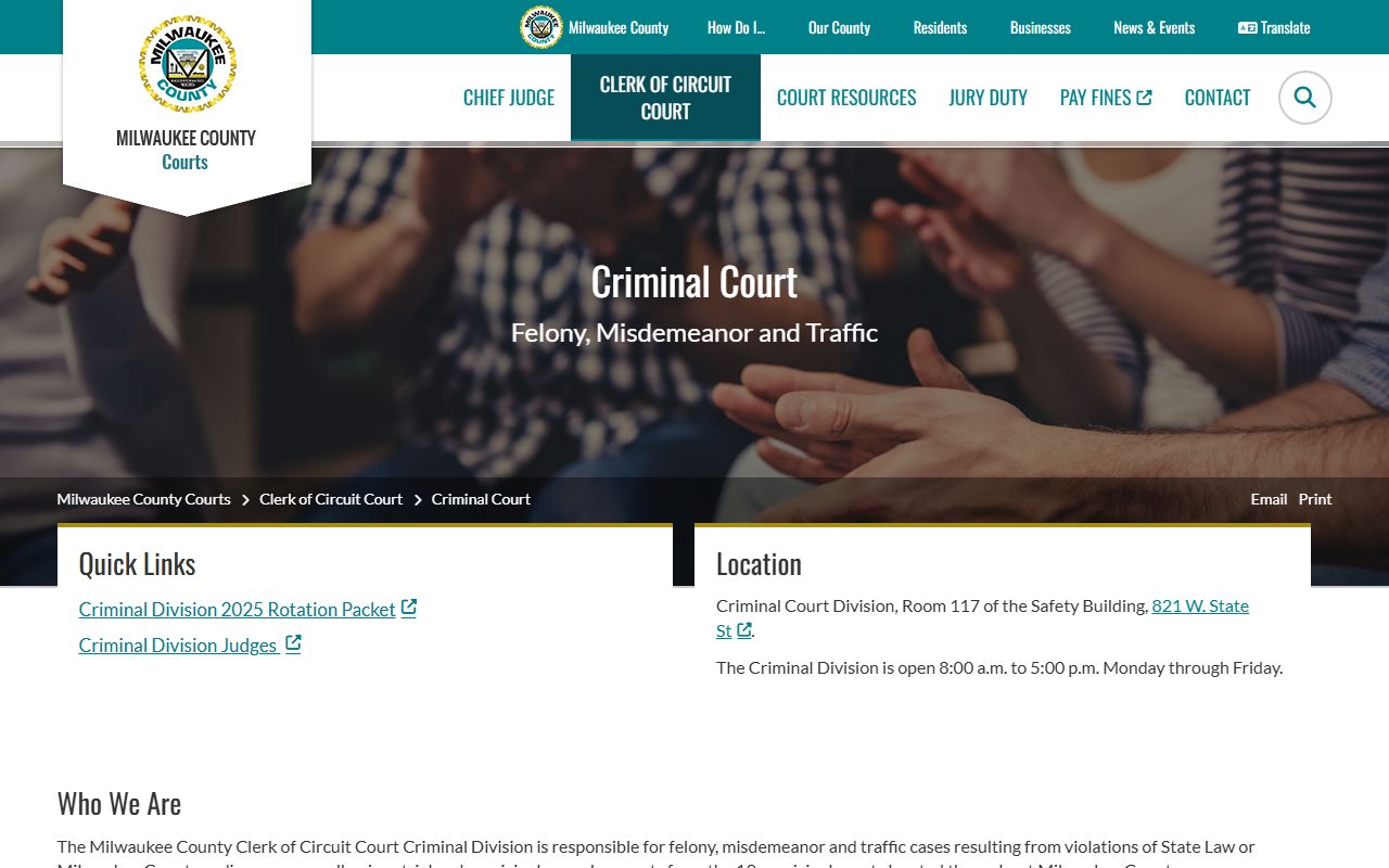 Milwaukee County criminal court records and copy fee information