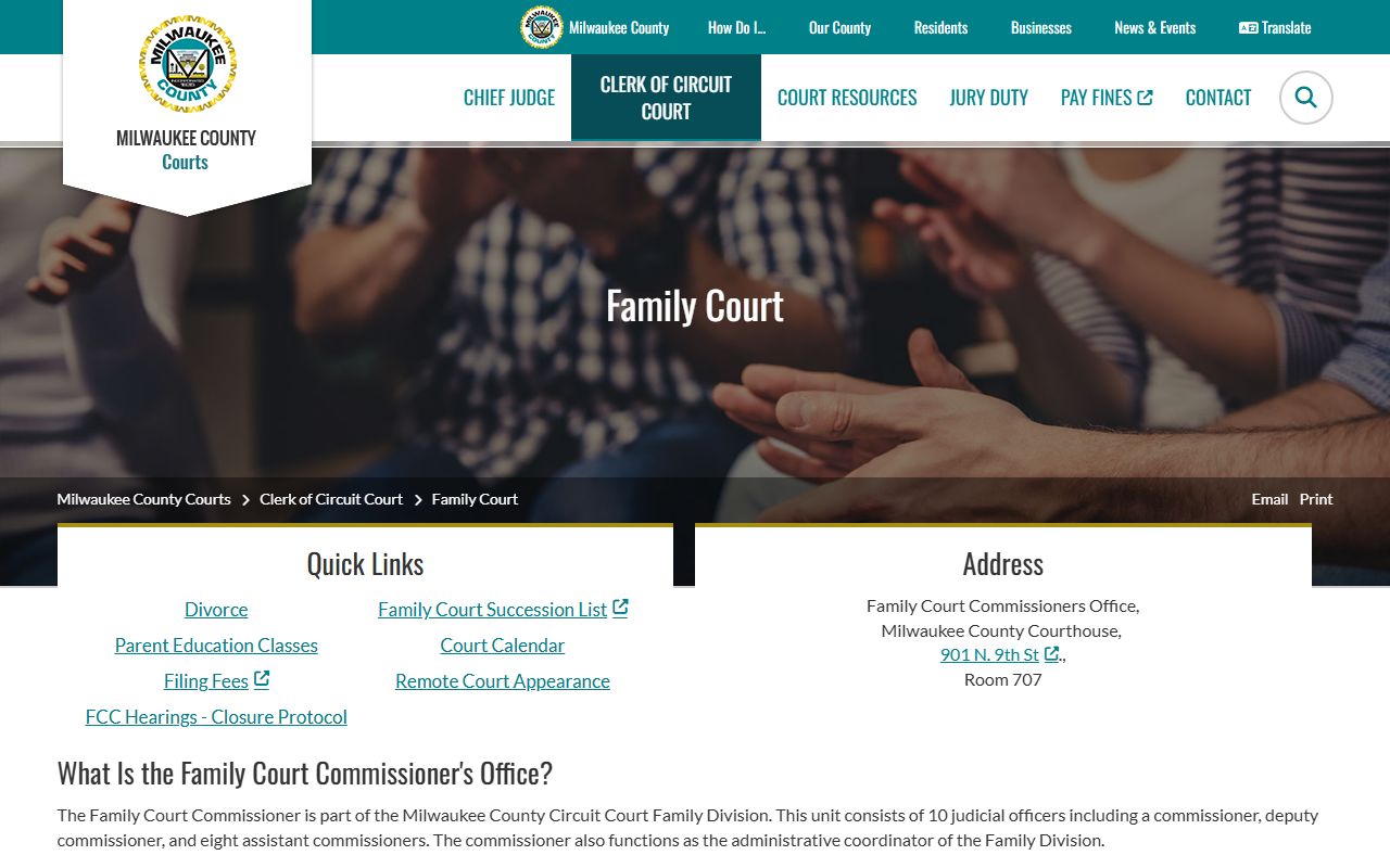 Milwaukee County family court records for divorce and custody cases