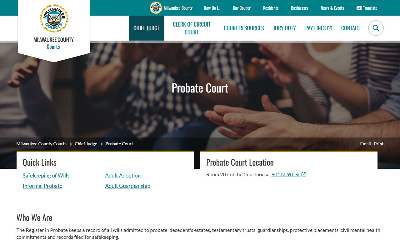 Milwaukee County probate court records and Register in Probate access