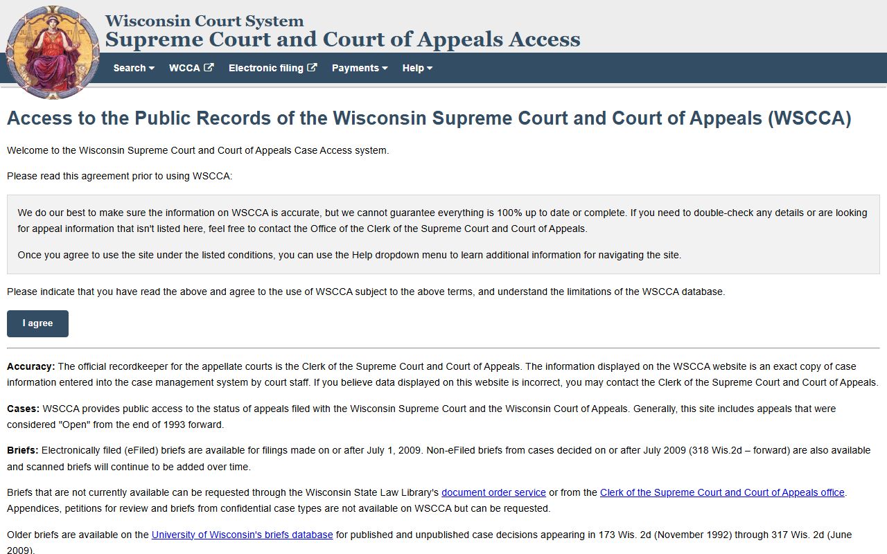 Wisconsin appellate court case access for Milwaukee County court records