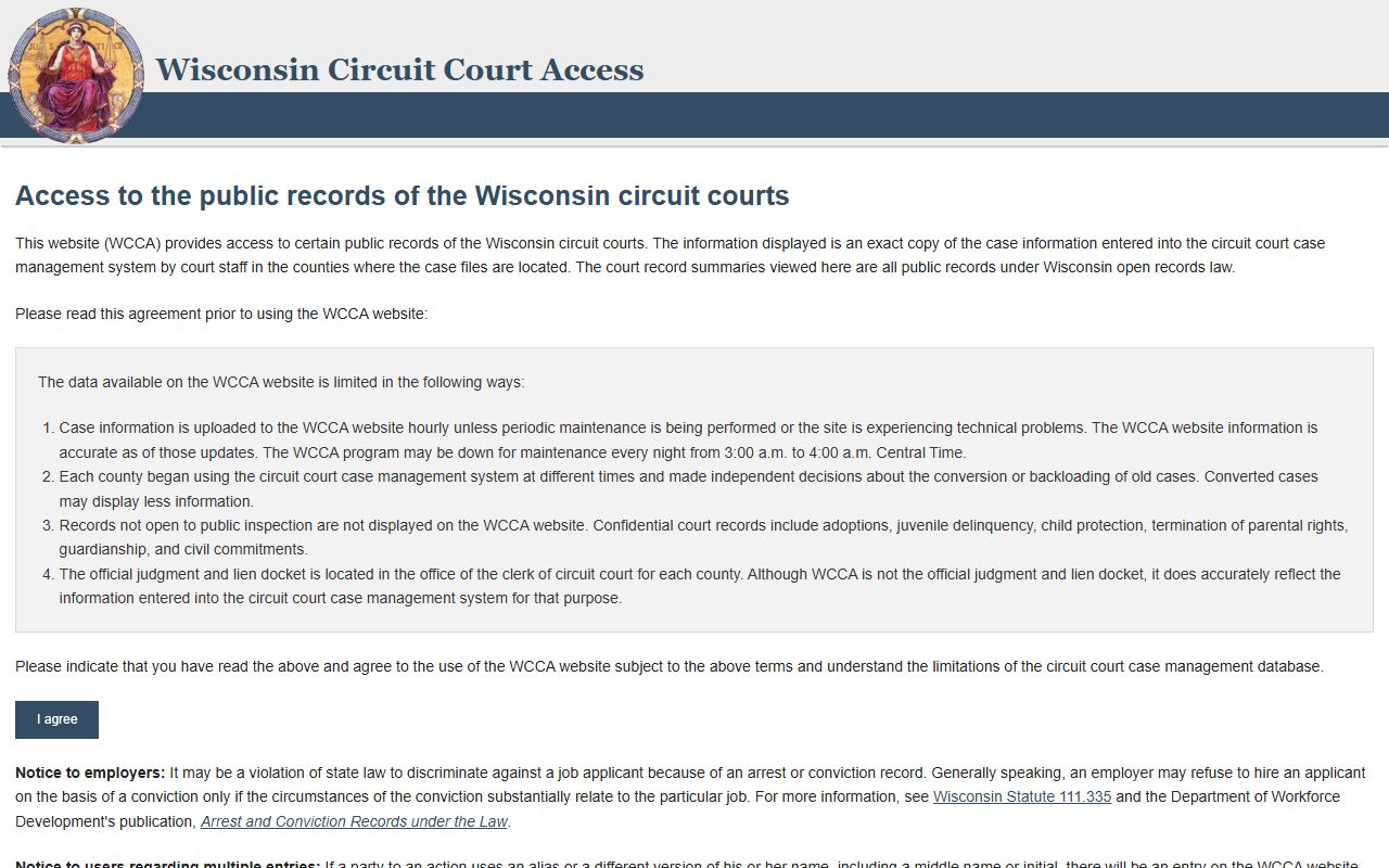 Milwaukee County court records search on Wisconsin Circuit Court Access
