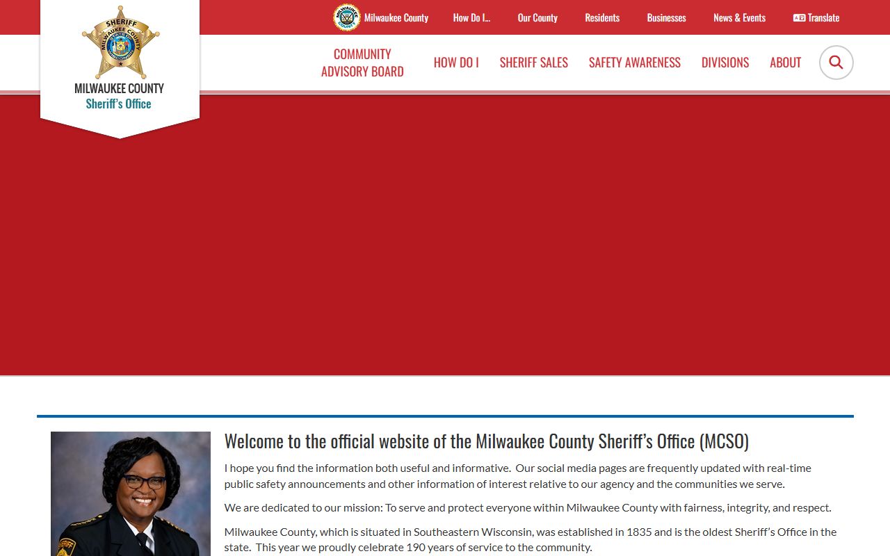 Milwaukee County Sheriff page for the inmate records and jail roster search